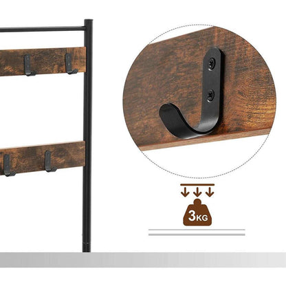 Nancy's Hinsdale Garderoberek - Kapstok - Schoenenrek - Kapstok Staand - Vintage Bruin / Zwart ± 70 x 30 x 175 cm