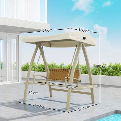 Nancy's Gaverina Schommelbank - Hollywoodschommel - Tuinschommel - Beige - 200 x 120 x 190 cm