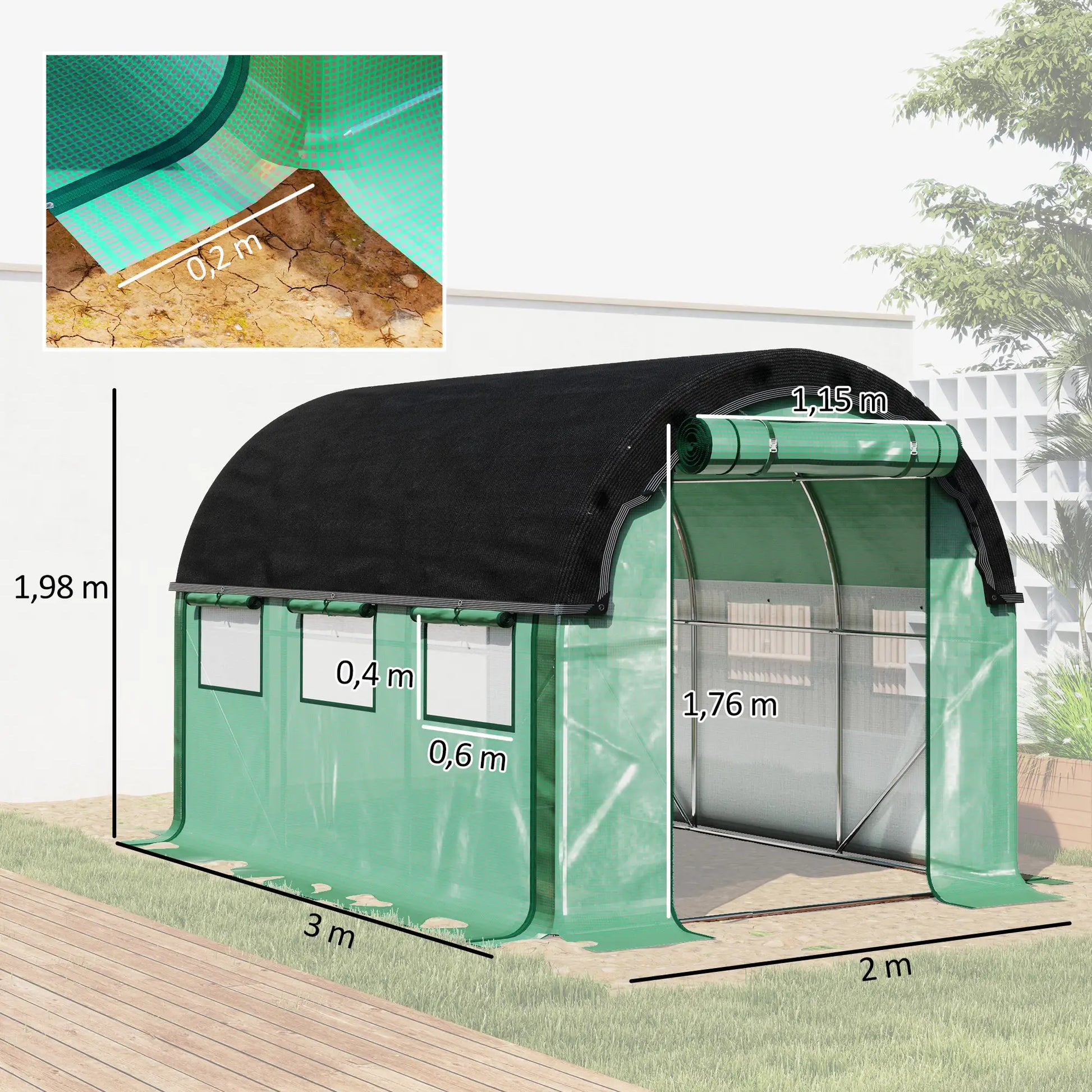 Nancy's Sernancelhe Tuinkas - Kweekkas - Plantenkas - Tunnelkas - Groen - ± 300 x 200 x 200 cm
