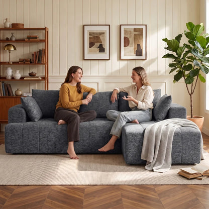Nancy's Terlan Hoekbank - Slaapbank - Chaise Longue - Grijs - Chenille - ± 255 x 160 x 85 cm