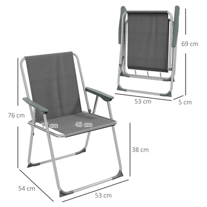 Chaises de camping Nancy's Glampy - Chaises de plage - Chaises de jardin - Chaises pliables - Ensemble de 4 - Gris