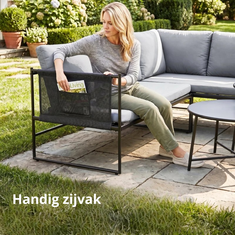 Nancy's Sorrento Loungeset - 5-Delige Tuinmeubelset - Lounge Set - Tuin Set - Grijs / Zwart