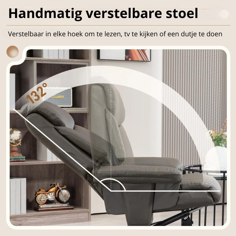 Nancy's Calvos Relaxfauteuil - Relaxstoel - Ligstoel - Vertelbare rugleuning - Schommelfunctie - Grijs - Kunstleer