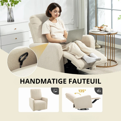 Nancy's Padus Relaxfauteuil - Loungestoel - Relaxstoel - Beige - Fleece