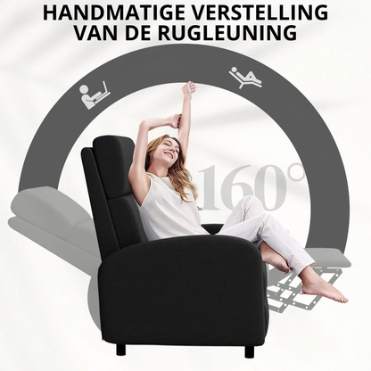 Nancy's Paesana Relaxfauteuil - Loungestoel - Relaxstoel - Zwart - Linnen look