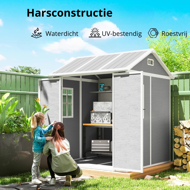 Nancy's Montauro Opbergschuur - Tuinhuisje - Schuur - Gereedschapsschuur - Grijs - ± 180 x 180 x 220 cm