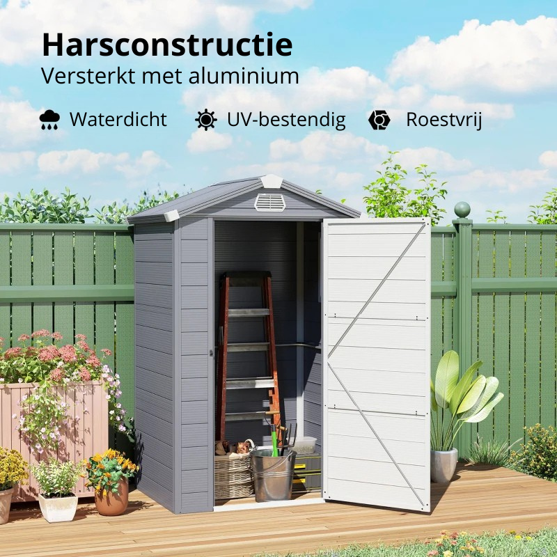 Nancy's Pelugo Opbergschuur - Tuinschuur - Gereedschapsschuur - Tuinhuisje - Grijs - Aluminium - ± 135 x 100 x 210 cm