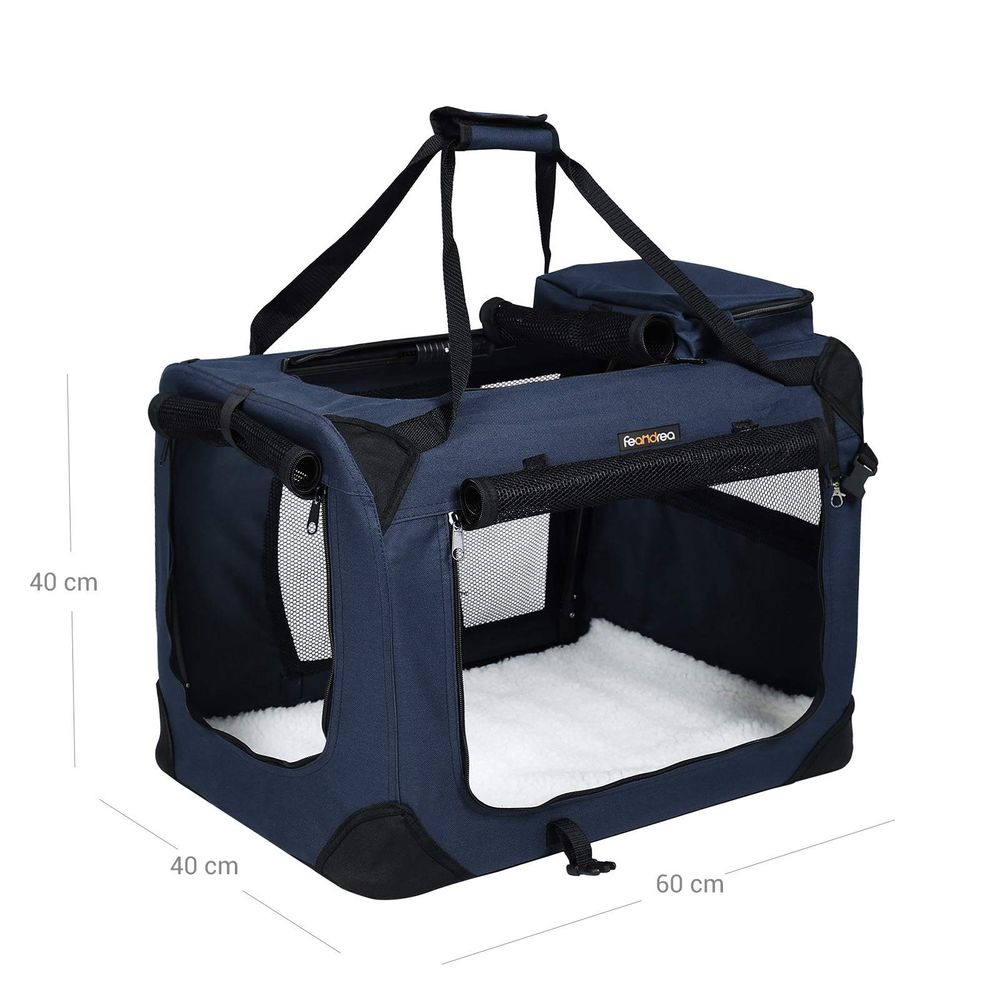 Nancy's Hondenbox - Transportbox Auto - Honden Transportbox - Opvouwbare Kattenbox - Donkerblauw 60x40x40 cm