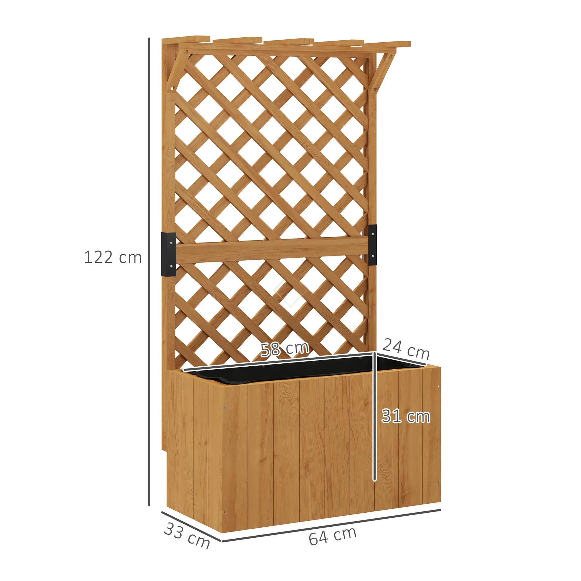 Nancy's Chiusi Plantenbak - Plantenrek - Plantenbed - Dennenhout - ± 65 x 35 x 120 cm