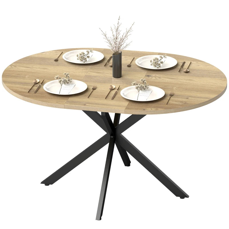 Nancy's Tossicia Eettafel Ovaal - Uitschuifbare eettafel - Tafel ovaal - Naturel hout / Zwart - MDF / Staal
