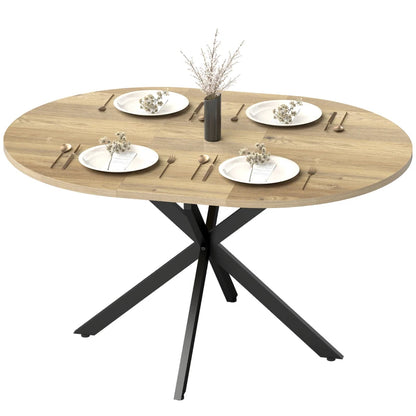 Nancy's Tossicia Eettafel Ovaal - Uitschuifbare eettafel - Tafel ovaal - Naturel hout / Zwart - MDF / Staal