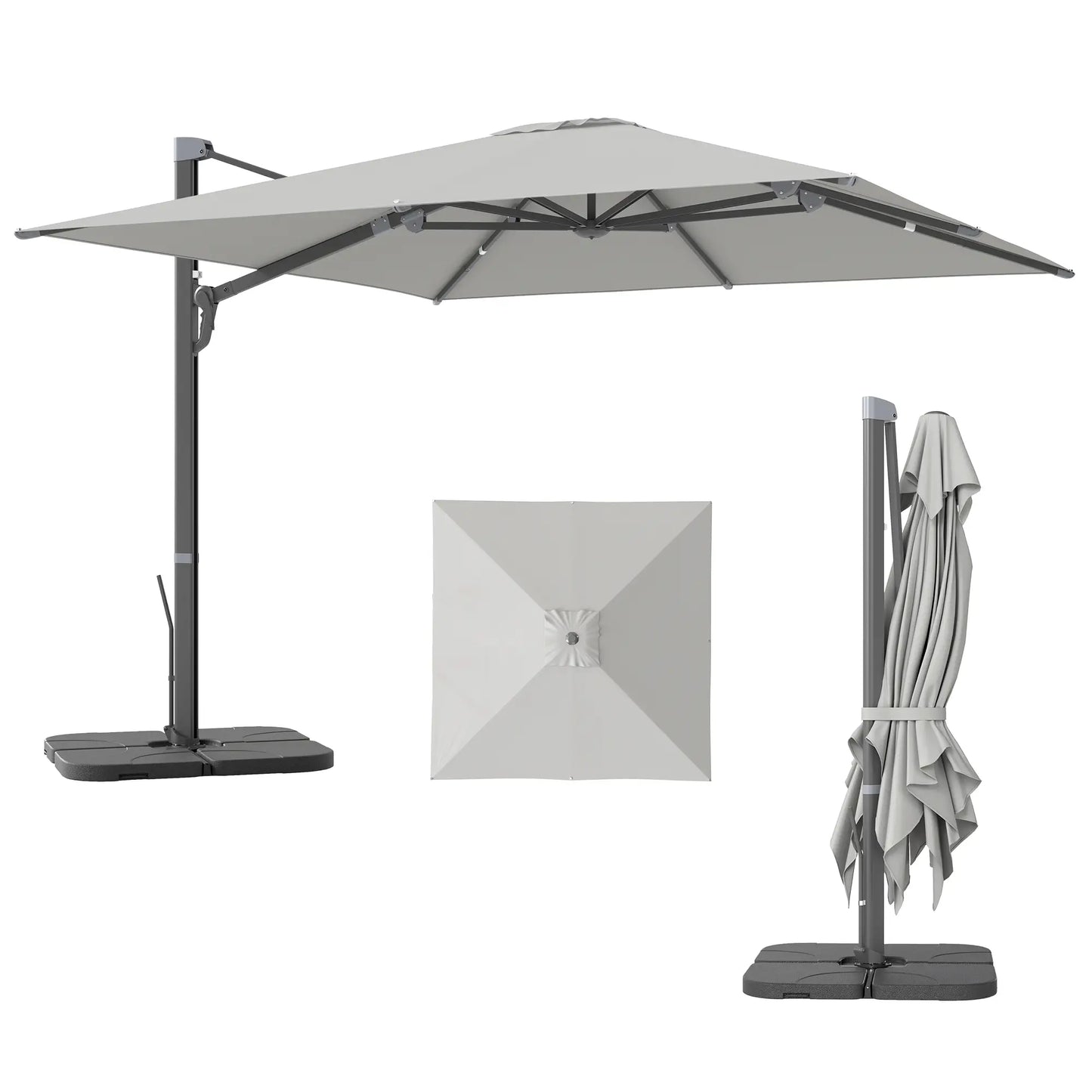 Nancy's Ciampino Parasol - Tuinparasol - Draaibaar en kantelbaar - Grijs - ± Ø 300 cm