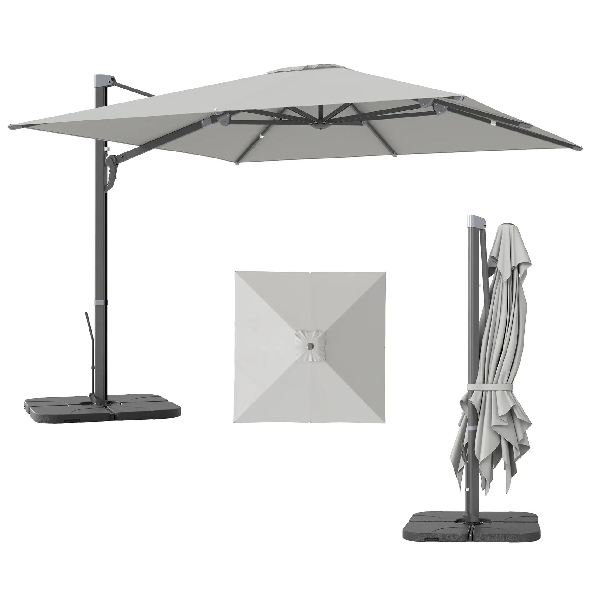 Nancy's Ciampino Parasol - Tuinparasol - Draaibaar en kantelbaar - Grijs - ± Ø 300 cm