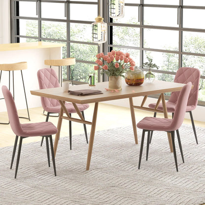 Nancy's Loreo Eetkamerstoelen - Set van 4 - Roze - Fluweel