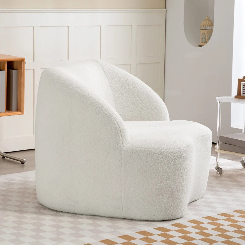 Nancy's Mentana Fauteuil - Relaxstoel - Loungestoel - Crème Wit - Teddy / Fleece