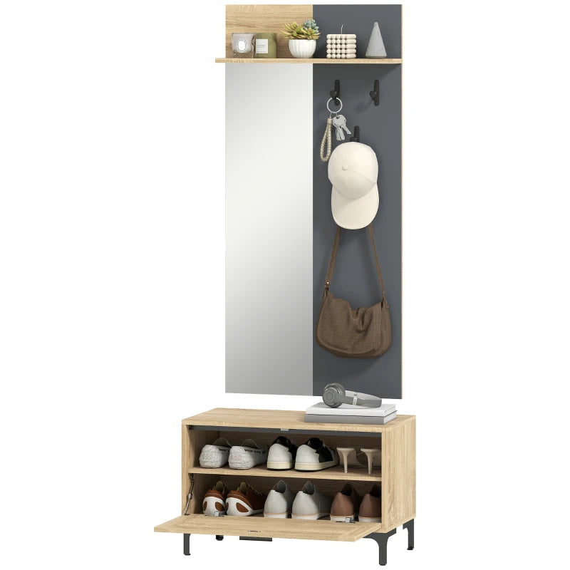 Nancy's Paulilatino Wandgarderobe - Garderobekast - Halgarderobe - Hout / Grijs - ± 60 x 15 x 130 cm