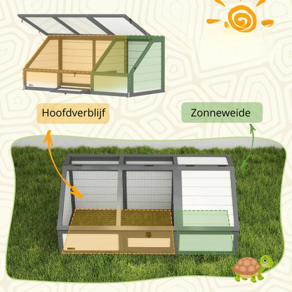 Nancy's Nuoro Schildpaddenverblijf - Schildpaddenhuis - Schildpadhuis - Wit - Dennenhout - 120L x 55B x 20/50H cm