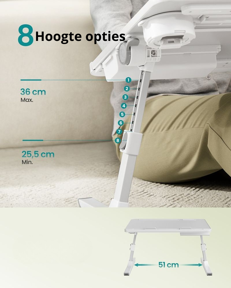 Nancy's Tiglieto Laptoptafel - Laptopstandaard - Kantelbaar Tafelblad - In Hoogte Verstelbaar - Grijs