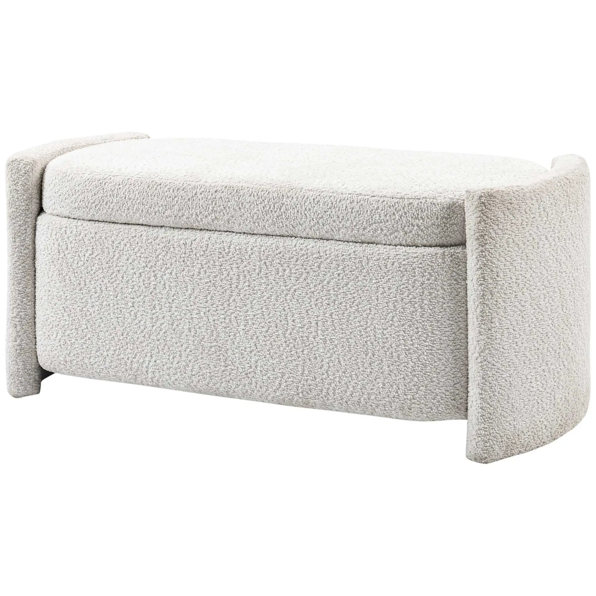 Nancy's Ferriere Opbergbank - Poef met Opbergruimte - Crème - Teddyfluweel - ± 105 x 45 x 45 cm