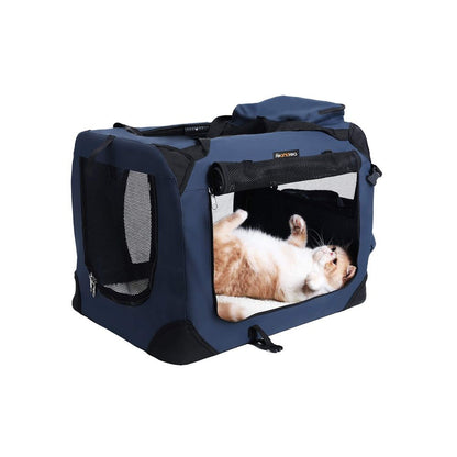 Nancy's Chalco Transportbox - Hondenbox - Transporttas - Opvouwbare Kattenbox - Blauw 50x35x35 cm