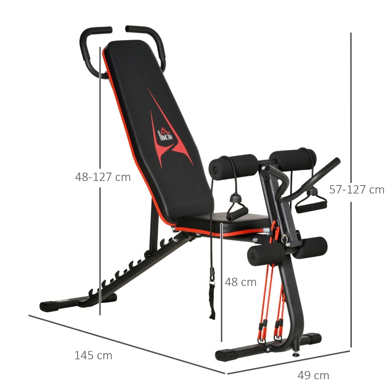 Nancy's Cartagena Multifunctional Weight Bench - Adjustable Training Bench with Elastic Ropes Home Workout Bench 6 Levels Weight up to 150 kg