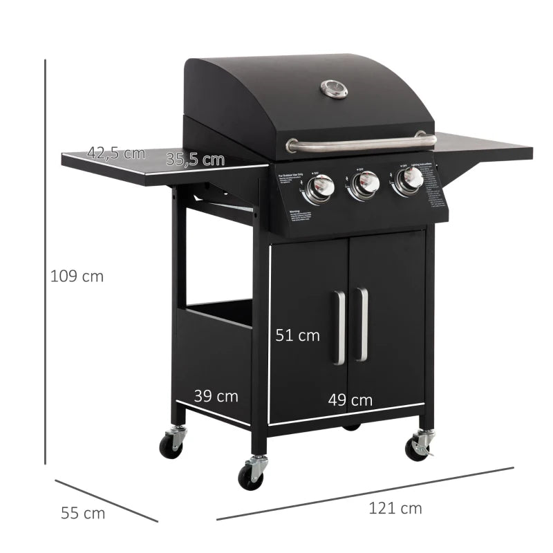 Nancy's Mariz Barbecue - BBQ - Grill - Gas BBQ - 3 Branders - Zwart - Staal