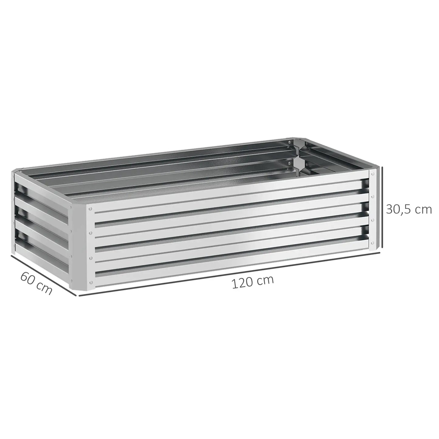 Nancy's Fonteno Plantenbak - Bloembak - Bloembed - Tuinbed - Zilver - Staal - ± 120 x 60 x 30 cm