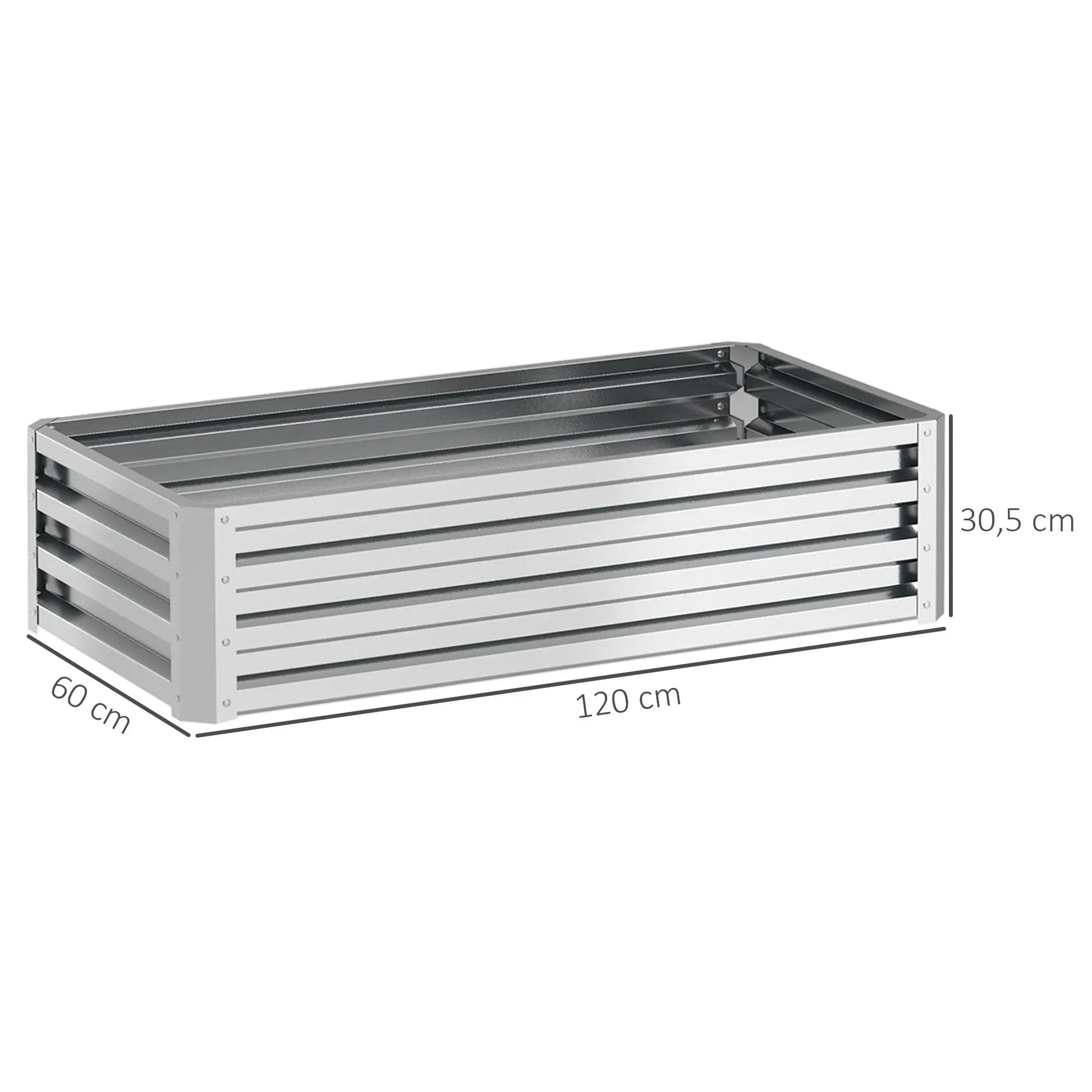 Nancy's Fonteno Plantenbak - Bloembak - Bloembed - Tuinbed - Zilver - Staal - ± 120 x 60 x 30 cm