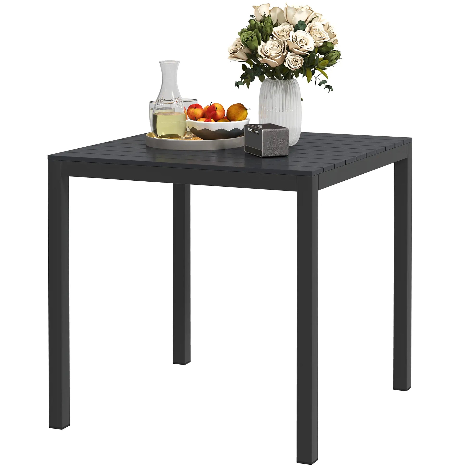 Nancy's Corleone Tuintafel - Terrastafel - Eettafel voor Buiten - Zwart - ± 75 x 75 x 70 cm