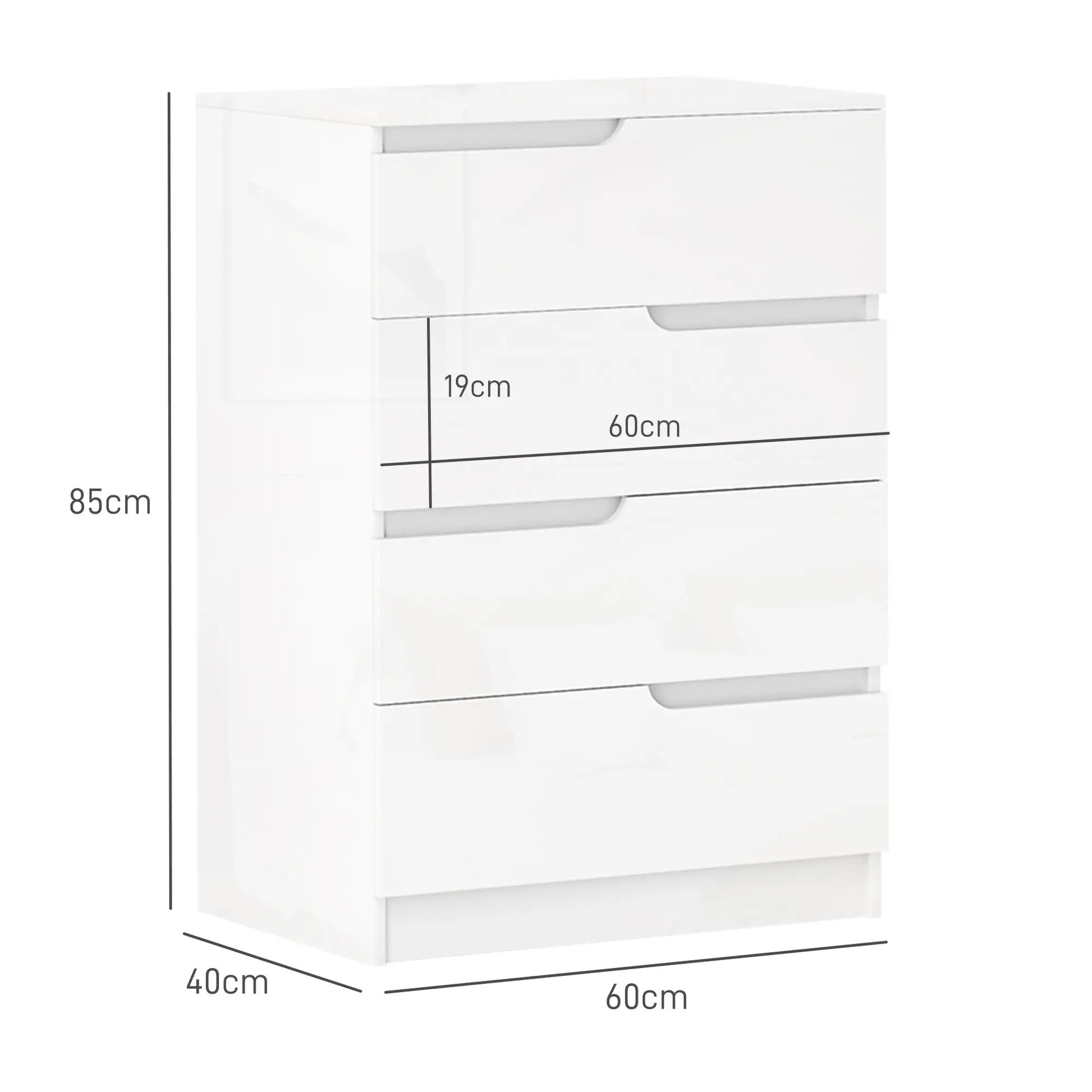 Nancy's Ficulle Commode - Dressoir - Opbergkast - Wit - 60 x 40 x 85 cm
