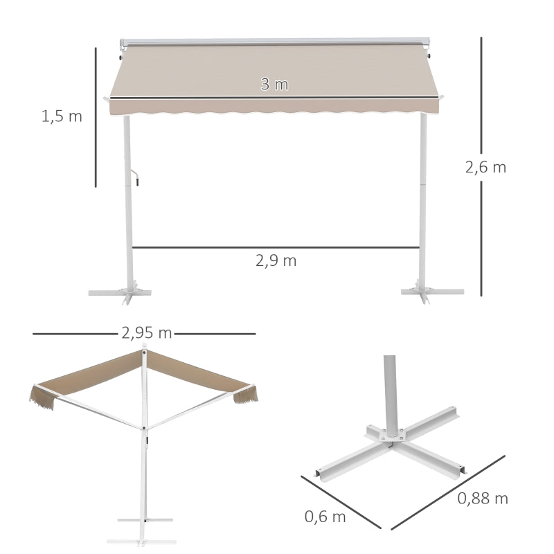 Nancy's Paddock Tui awning - Patio canopy - Freestanding awning - Beige - 300 x 300 cm