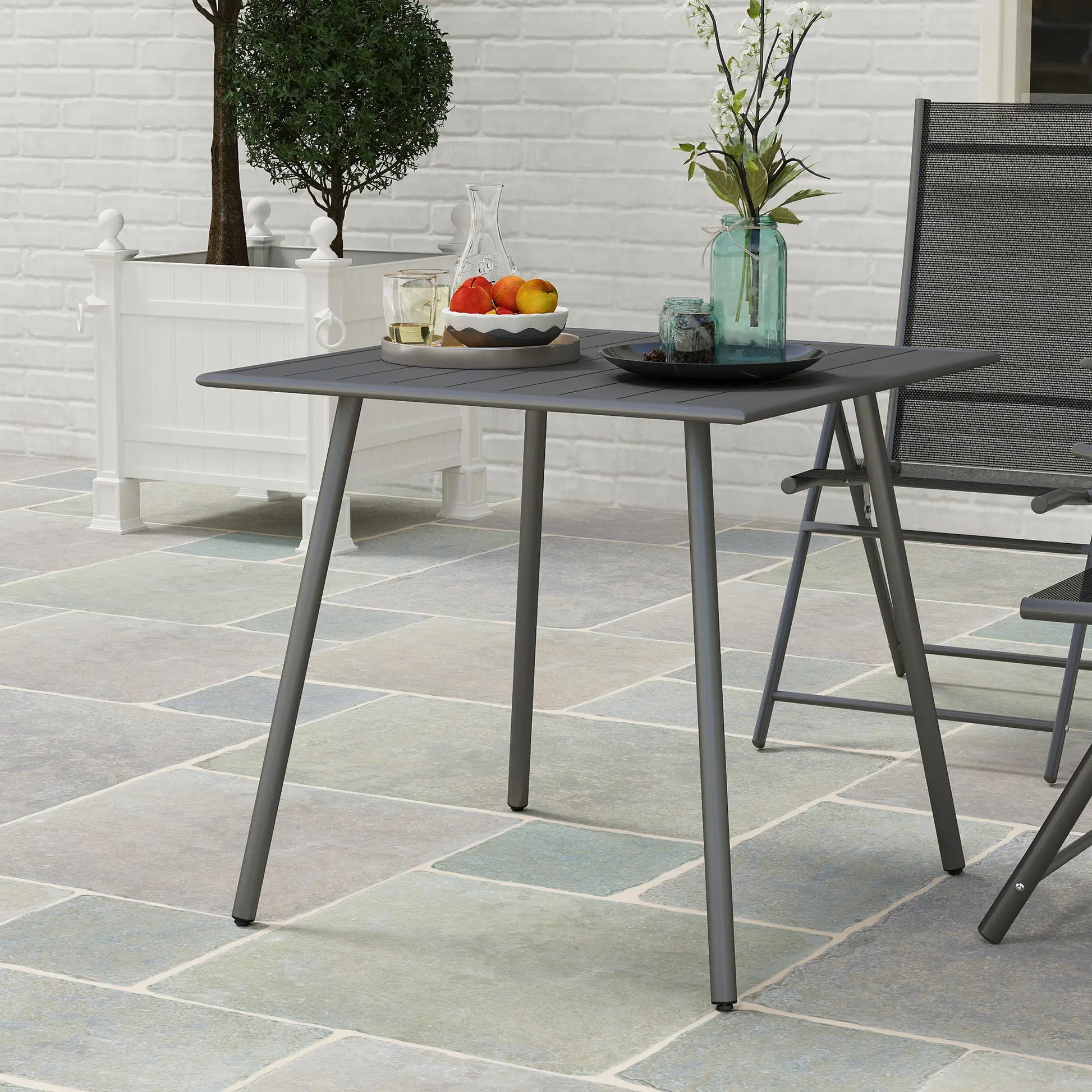 Nancy's Ceccano Tuintafel - Terrastafel - Balkontafel - Grijs - Staal - ± 80 x 80 x 75 cm