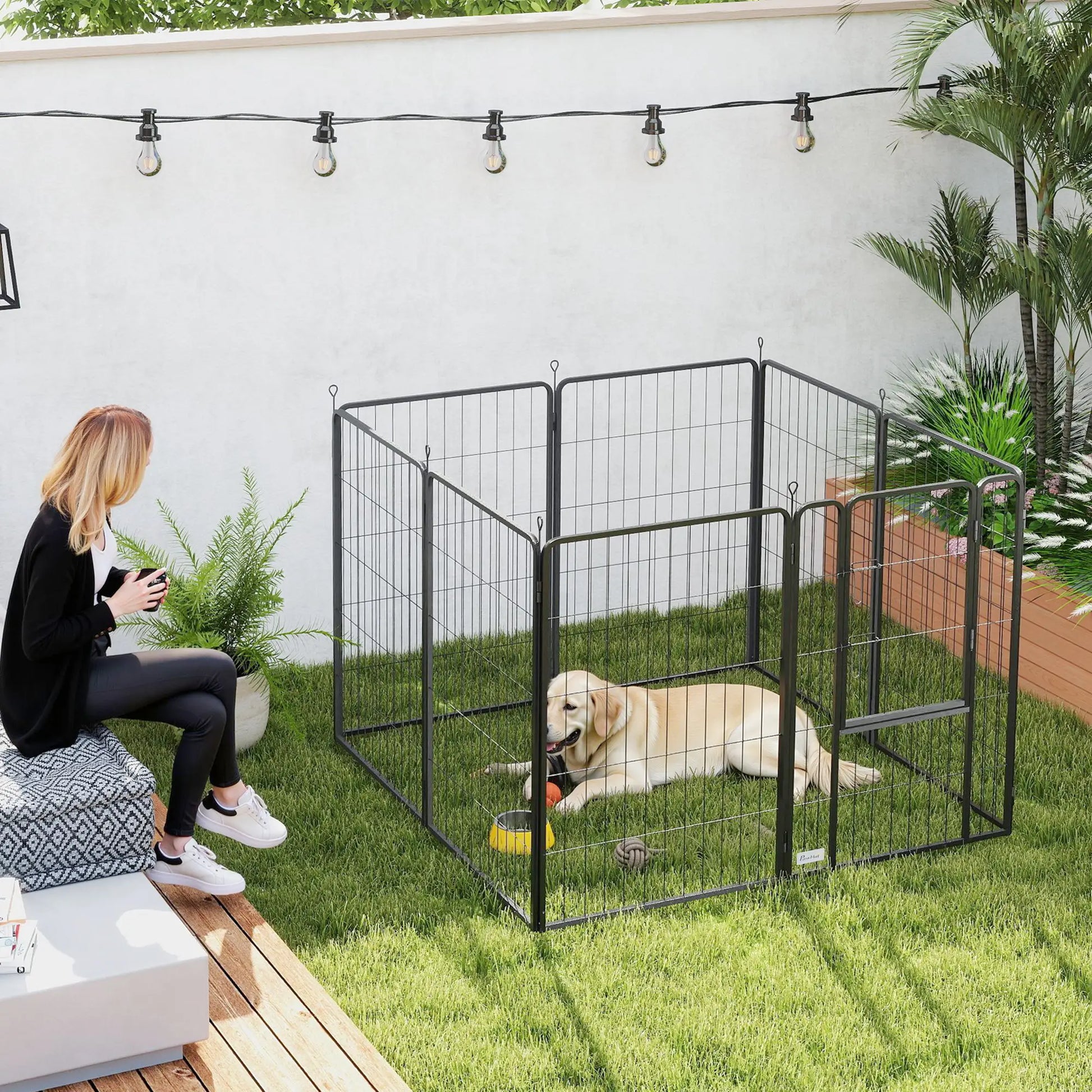 Nancy's Cogoleto Puppyren - Hondenren - Hondenbox - Zwart - Staal