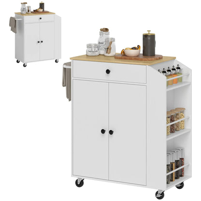 Nancy's Rendufe Trolley - Keukentrolley - Serveerwagen - Wit / Eik - ± 80 x 40 x 85 cm