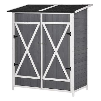 Armoire de jardin Nancy's Hunstanton - Hangar - Hangar de rangement - Gris / Blanc - Bois de pin