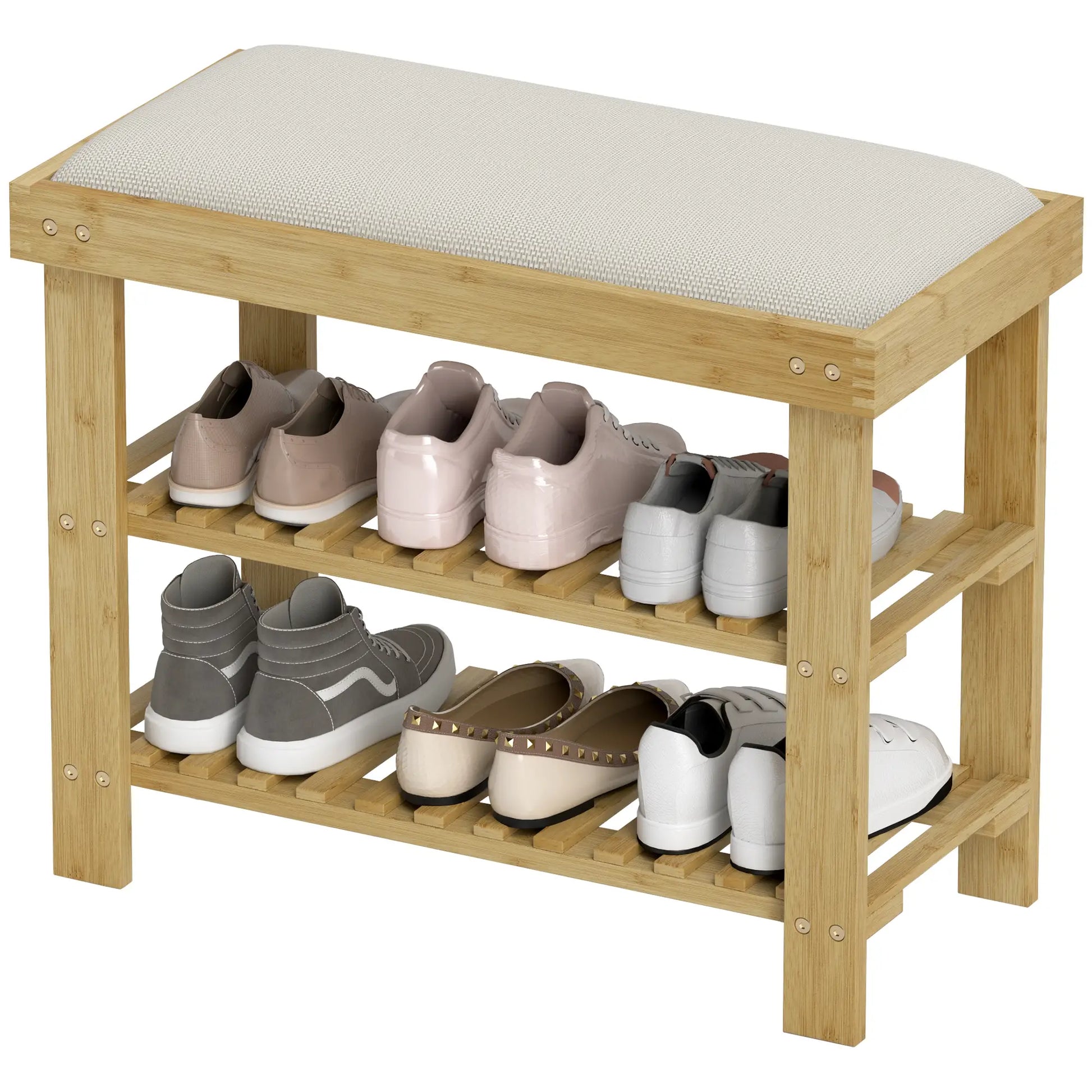 Nancy's Gorreto Schoenenbank - Schoenenrek - Bamboe - ± 60 x 30 x 50 cm