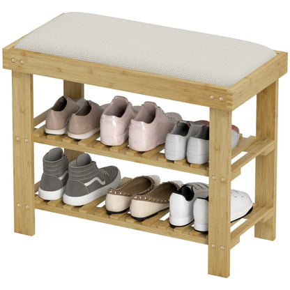 Nancy's Gorreto Schoenenbank - Schoenenrek - Bamboe - ± 60 x 30 x 50 cm
