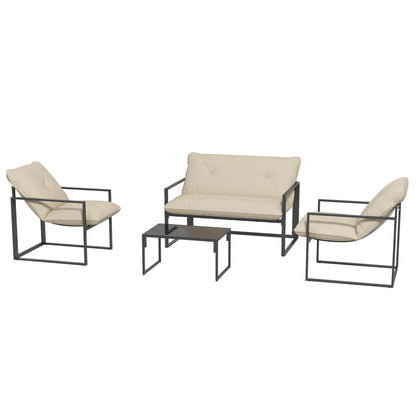 Nancy's Corfino Tuinset - 4-Delige Buiten Set - Tuinmeubelset - Grijs / Beige