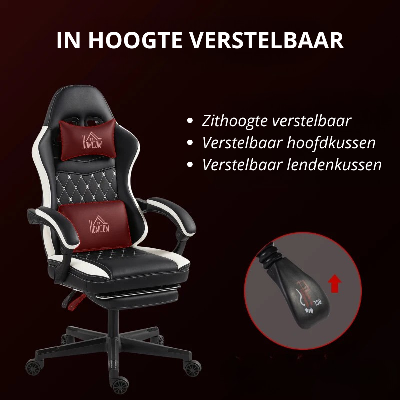 Nancy's Orvinio Gamingstoel - Gamestoel - Bureaustoel - Ergonomisch - Zwart / Wit