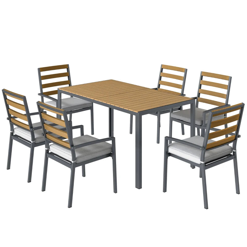 Nancy's Sarnano Tuinset - Tuintafel Set - 7-Delige Tuinmeubel Set - Grijs / Naturel