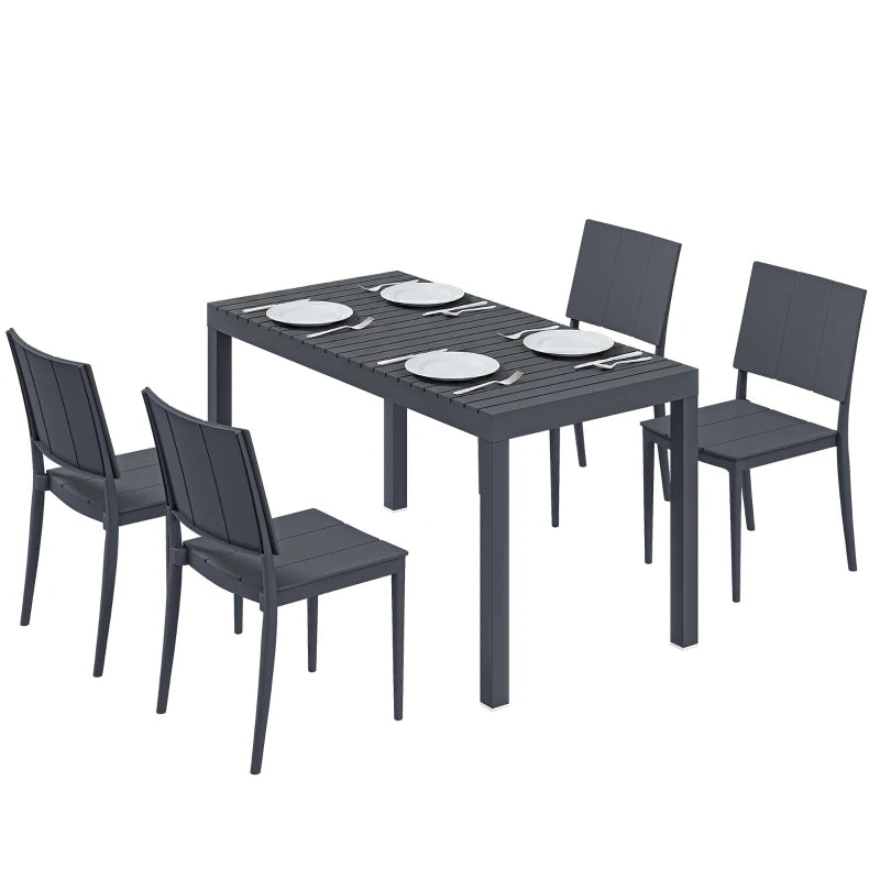 Nancy's Sarre Tuinset - 5-Delige Tuinmeubelset - Tuintafel Set - Grijs - Staal / Kunststof