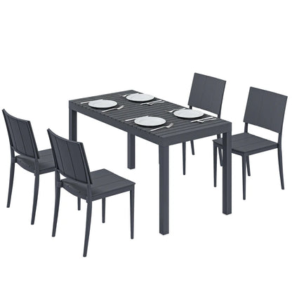 Nancy's Sarre Tuinset - 5-Delige Tuinmeubelset - Tuintafel Set - Grijs - Staal / Kunststof
