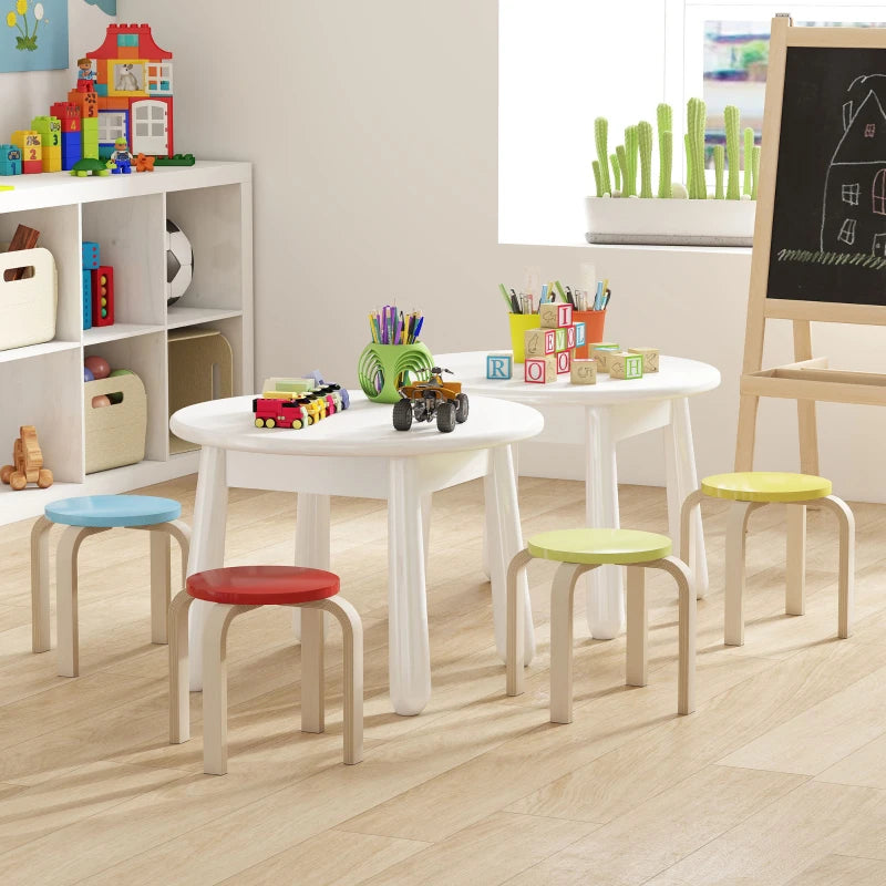 Nancy's Mendola Krukjes - Hockers - Stapelhockers - Set van 4 - Hout - Rond - ± 35 x 35 x 30 cm