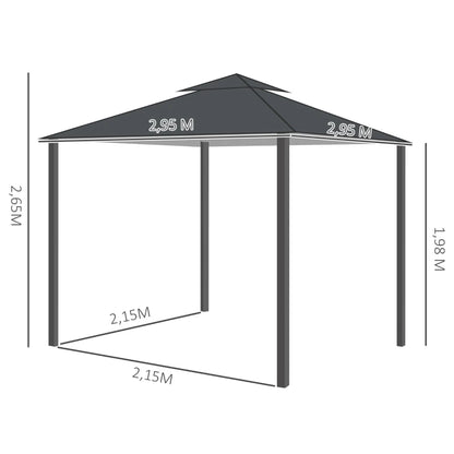 Nancy's Dornelas Paviljoen - Party Tent - Prieel - Tuin Paviljoen - Grijs - 295 x 295 cm