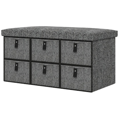 Nancy's Orbassano Schoenenbank - Opbergbank - 6 Lades - Grijs - ± 75 x 40 x 40 cm