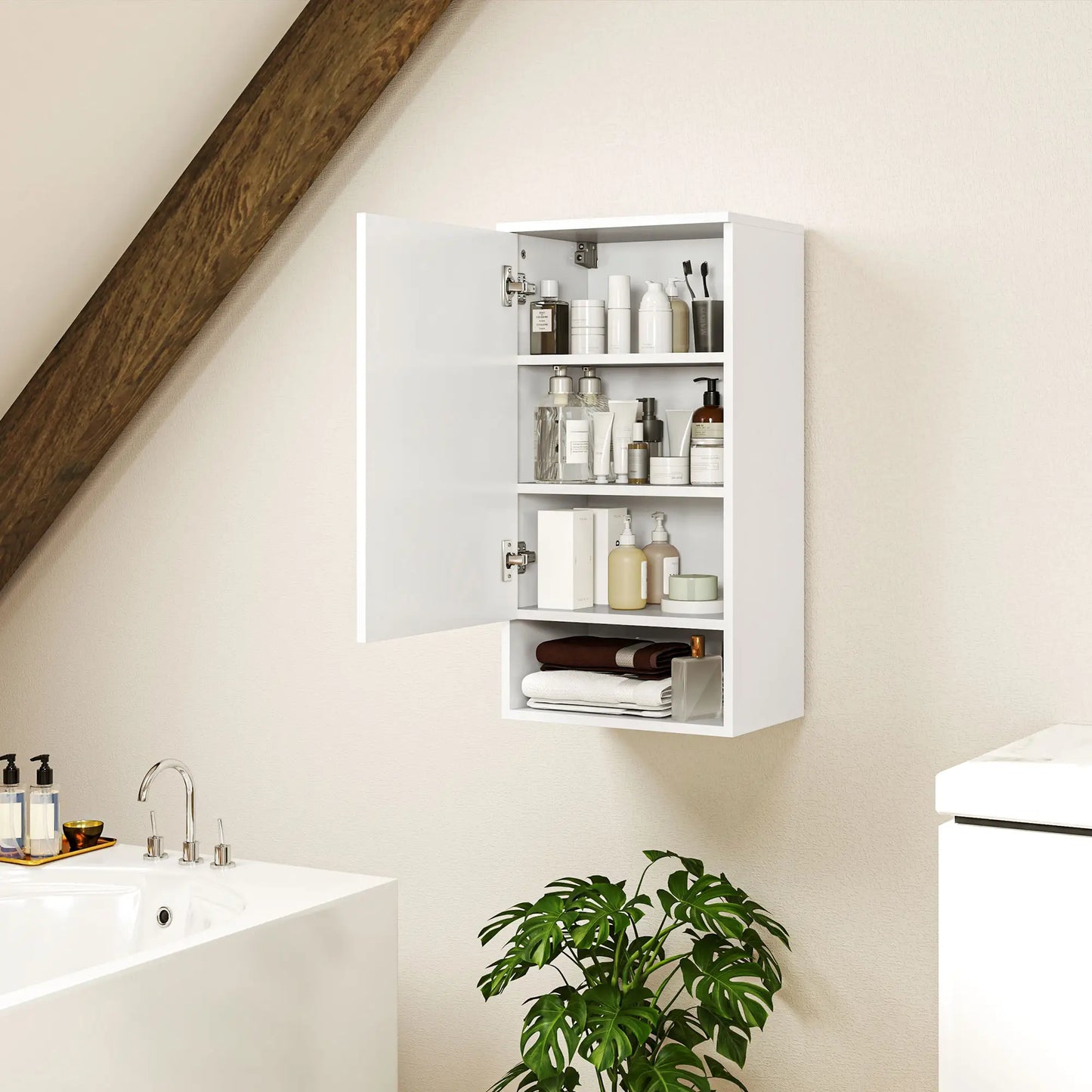 Nancy's Carbonate Badkamerkast - Badkamermeubel - Wit - ± 40 x 30 x 75 cm