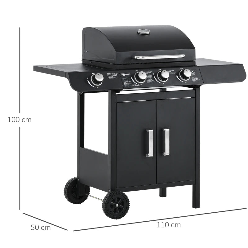Nancy's Chorente Barbecue - BBQ - Grill - Gas barbecue - Met 3 branders en warmhoudrek - Staal - Zwart