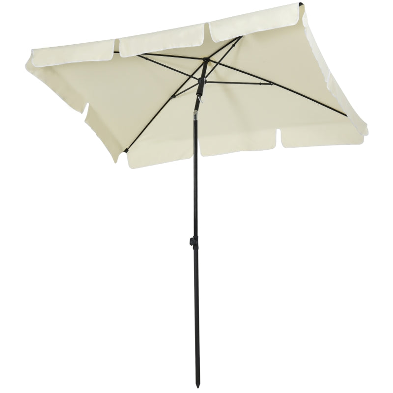 Nancy's Mandeville Parasol - Zonwering - Tuinparasol - Balkonparasol - Crémewit - Opvouwbaar - ± 200 x 130 cm