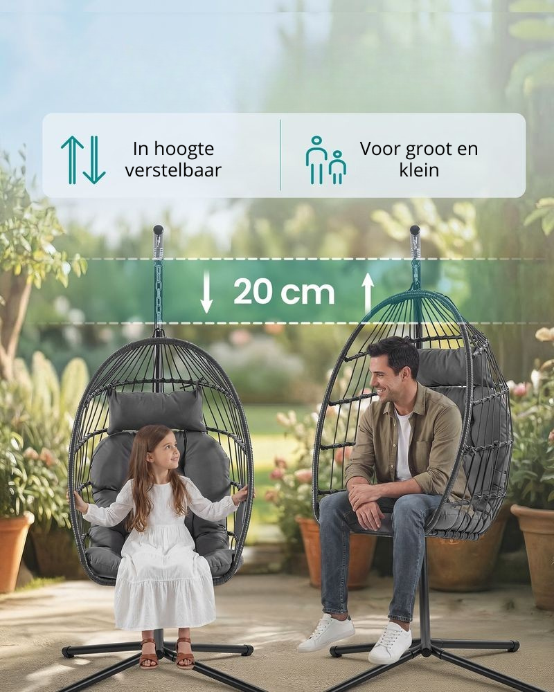 Nancy's Rovescala Loungestoel - Ei-stoel - Tuinstoel - Ergonomisch - Grijs