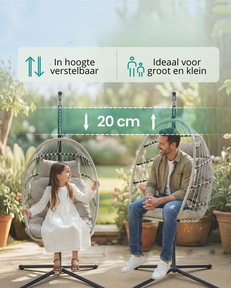 Nancy's Rovescala Loungestoel - Ei-stoel - Tuinstoel - Ergonomisch - Wit